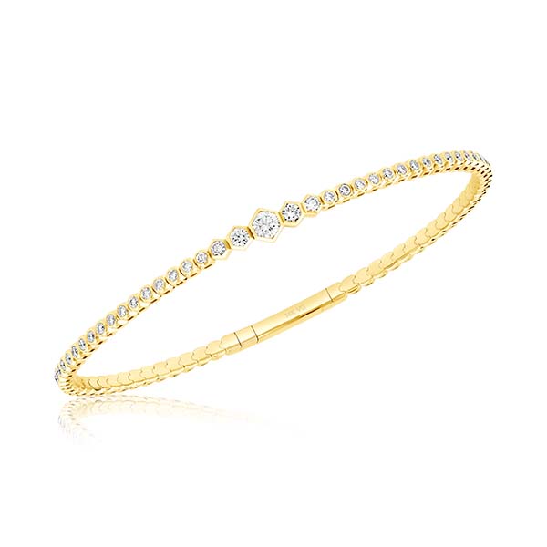 14K GOLD FLEXIBLE BANGLE WITH DIAMONDS
