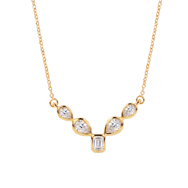 14K Gold Multi Shape Diamond Necklace