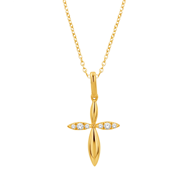 14K Gold Cross Pendant With Diamond