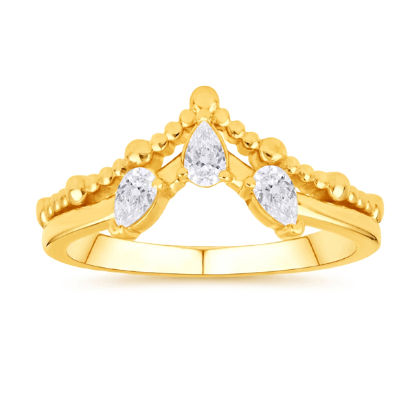 14K Yellow Gold Ring With Diamonds